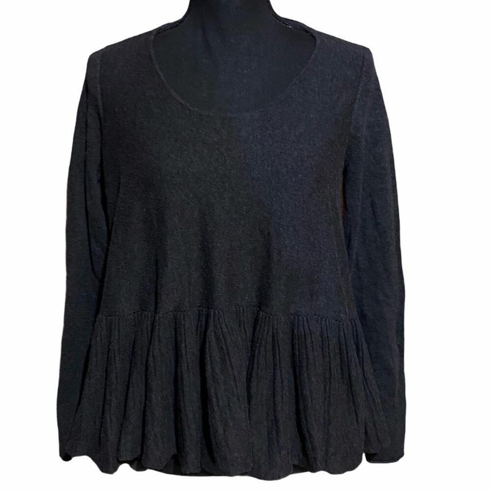Max Studio Accordion Pleated Hi-Low Sweater Gray Women's M Medium